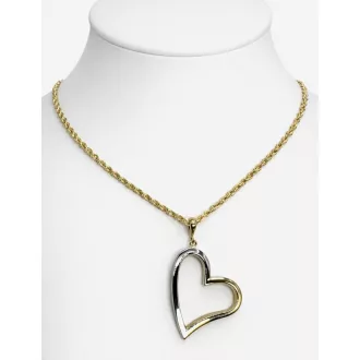   ANUA 14K Sárga Arany Nyaklánc 45 cm + 2színű SZÍV medállal