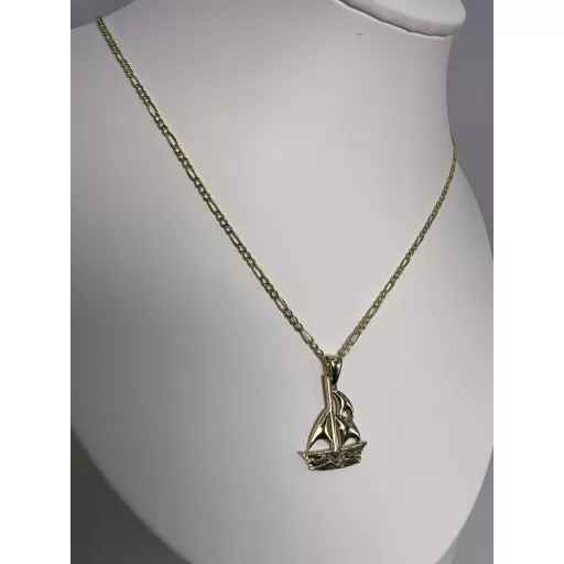 VIKTOR 14K Sárga Arany Nyaklánc 50cm + VITORLÁS HAJÓ medállal