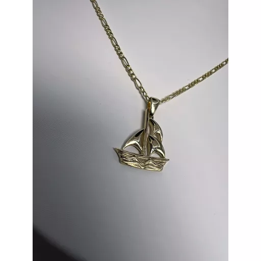 VIKTOR 14K Sárga Arany Nyaklánc 50cm + VITORLÁS HAJÓ medállal