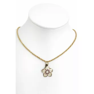   MELIO 14K Sárga Arany Nyaklánc 45cm + Tűzzománc VIRÁG medállal