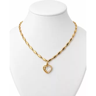   SZIMÓNA 14K sárga arany nyaklánc 45 cm -Kagyló belős szív medállal