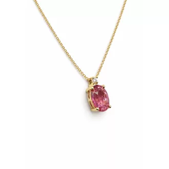   BELLARÓZA 14K Sárga Arany Nyaklánc 45cm Turmalin Drágaköves medállal