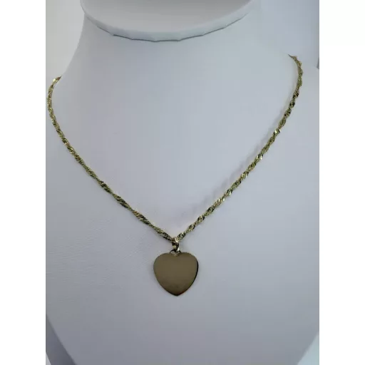 EILA 14K sárga Arany Nyaklánc 45 cm + GRAVÍROZHATÓ SZÍV medállal