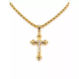   CELESTIA 14K sárga Arany Nyaklánc 45 cm + PUFI FESZÍTETT KERESZT MEDÁLLAL