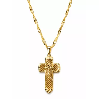   MARTINA 14K Sárga Arany Nyaklánc SZETT 45cm + KÜLÖNLEGES KERESZT medállal