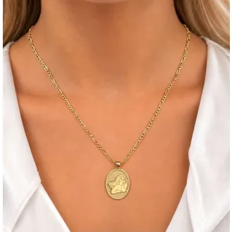 ANGYAL 14K Sárga Arany Nyaklánc 50cm + Angyalka medállal