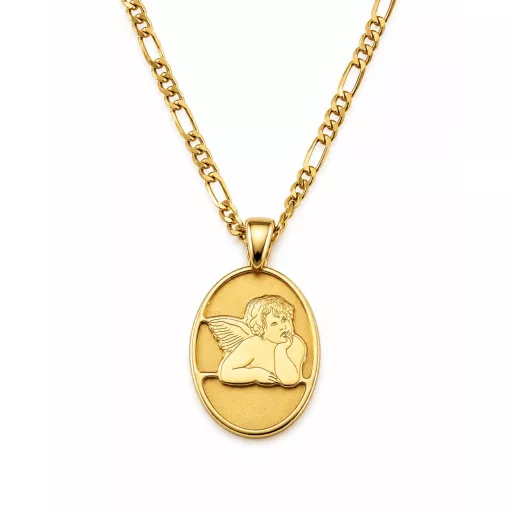 ANGYAL 14K Sárga Arany Nyaklánc 50cm + Angyalka medállal