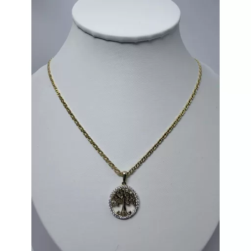 KITTI 14K Sárga Arany Nyaklánc 45cm + KÖVES ÉLETFA medállal