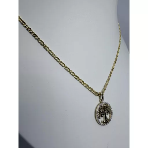 KITTI 14K Sárga Arany Nyaklánc 45cm + KÖVES ÉLETFA medállal