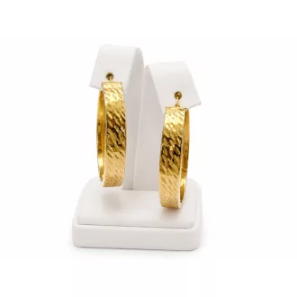   SZIDÓNIA 14K SÁRGA ARANY EGYENES FAZONÚ MINTÁS KARIKA FÜLBEVALÓ 3,5cm