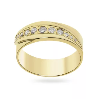 IDEAL 6MM SZÉLES 11 GYÉMÁNTKÖVES GYŰRŰ 14K